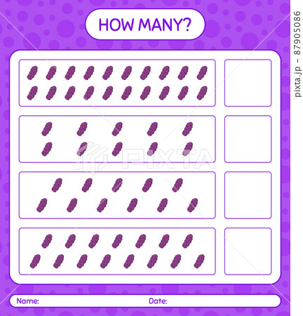 How many counting game with purple taewa. worksheet for preschool kids, kids activity sheet, printable worksheet 87905086