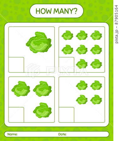 How many counting game with cabbage. worksheet for preschool kids, kids activity sheet, printable worksheet How many counting game with cabbage. worksheet for preschool kids, kids activity sheet, printable worksheet 87905164