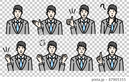 A set of gestures for a young man in a suit 87905355