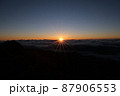 山の上の暗闇を照らすご来光 87906553