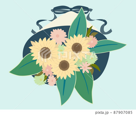 シックな色のひまわりブーケ 87907085