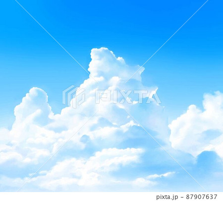 入道雲のある青空の美しい初夏フレームシンプルな背景素材 87907637