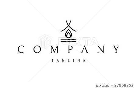 Vector logo on which an abstract image of a drop under the roof in a linear style. 87909852