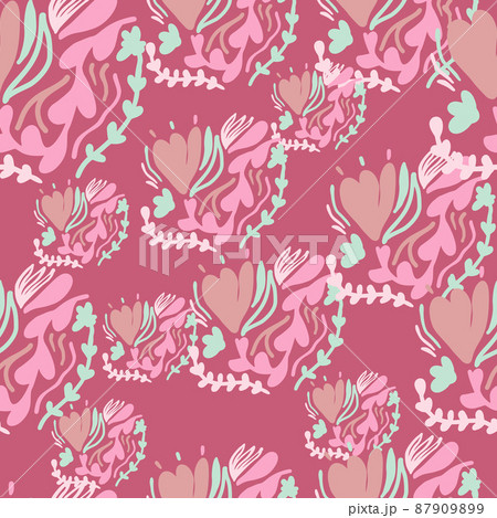 Vintage flowers and leaves seamless pattern. 87909899