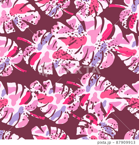 Abstract monstera leaves tropical seamless pattern. Rainforest background. 87909913