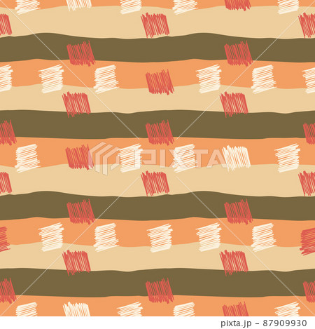 Brushstrokes and thin stripes seamless pattern. Cross Hatching endless background. Grunge backdrop. 87909930