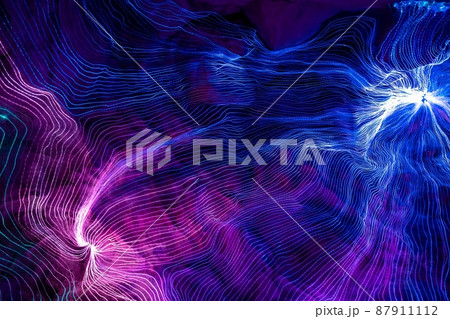 Abstract wave of digital weave lines connecting network dots and dark background Abstract wave of digital weave lines connecting network dots and dark background 87911112