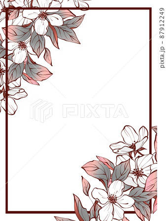 Card with flowers, leaves. Floral poster, invite. Decorative greeting card or invitation design background. 87912249
