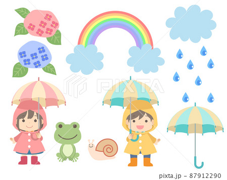梅雨のイラストセット 梅雨のイラストセット 87912290