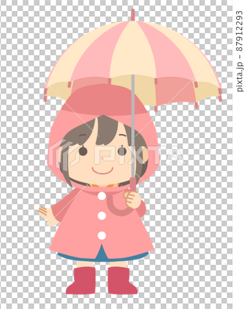 穿著雨衣，打著傘的女孩 87912293