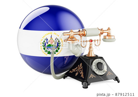 Phone with Salvadoran flag. Communication services in El Salvador, concept. 3D rendering Phone with Salvadoran flag. Communication services in El Salvador, concept. 3D rendering 87912511