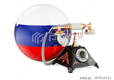 Phone with Russian flag. Communication services in Russia, concept. 3D rendering 87912512