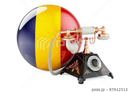 Phone with Romanian flag. Communication services in Romania, concept. 3D rendering Phone with Romanian flag. Communication services in Romania, concept. 3D rendering 87912513