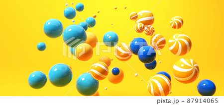 Scattered floating colored spheres background - 3D render 87914065