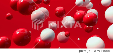 Scattered floating colored spheres background - 3D render 87914066