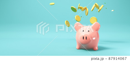 Financial theme with piggy bank and coins 87914067