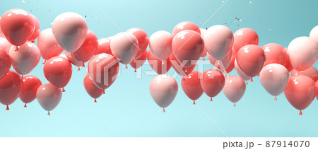 Floating balloons on a colored background - render 87914070