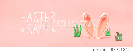 Easter sale message with rabbit ears 87914072