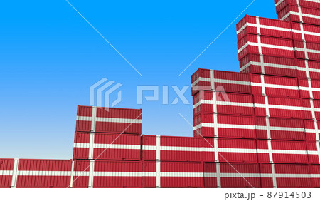 Containers with flags of Denmark making a rising trend graph. Business success related 3D rendering Containers with flags of Denmark making a rising trend graph. Business success related 3D rendering 87914503