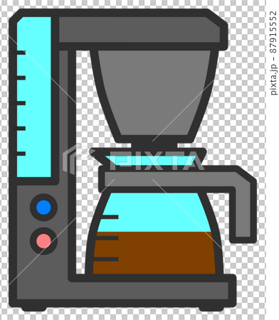 ドリップして美味しいコーヒーを淹れるコーヒーメーカーのイラストのイラスト素材