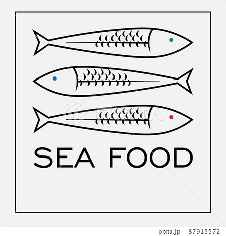 minimal black sea food logo of three fish in a square minimal black sea food logo of three fish in a square 87915572