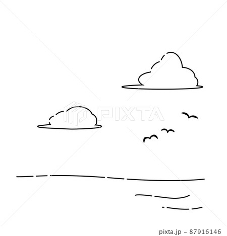 海と雲とかもめのイラスト 海と雲とかもめのイラスト 87916146