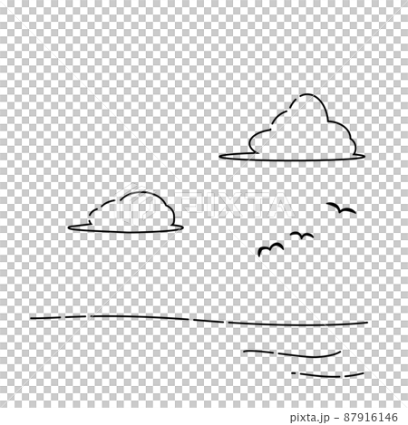 海と雲とかもめのイラスト 海と雲とかもめのイラスト 87916146