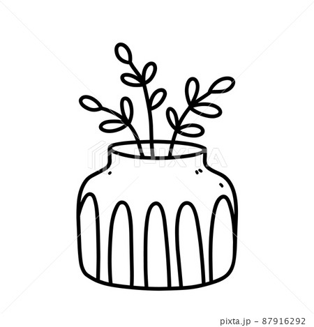 Cute houseplant in flower pot isolated on white background 87916292