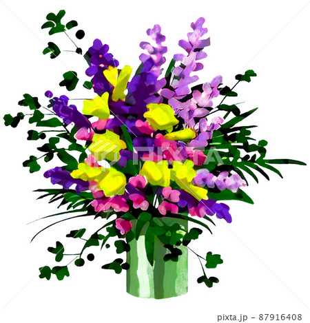 色鮮やかで豪華な花や植物のイラストのイラスト素材