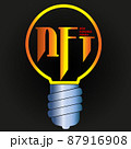 nft logo in the form of a light bulb with an inscription on a dark background 87916908