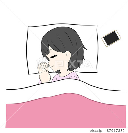 横向きで寝る女の子 87917882