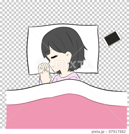 横向きで寝る女の子 87917882