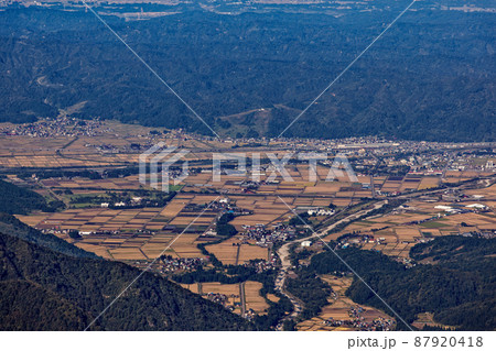 越後駒ヶ岳山頂から見る魚沼平野 越後駒ヶ岳山頂から見る魚沼平野 87920418