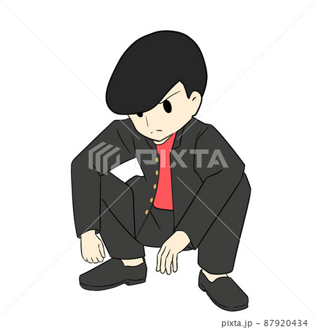 ヤンキー座りをする不良 87920434