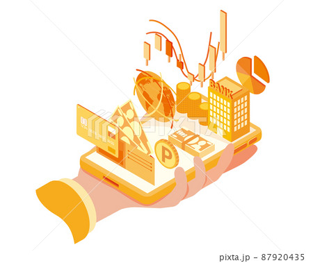 スマートフォンとお金のイメージ スマートフォンとお金のイメージ 87920435