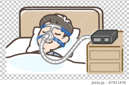 A man sleeping with CPAP A man sleeping with CPAP 87921476