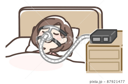 CPAPをつけて寝ている女性 87921477