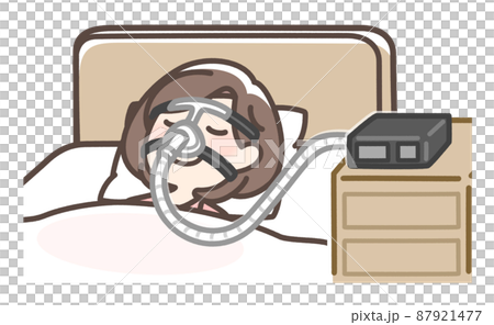 CPAPをつけて寝ている女性 87921477
