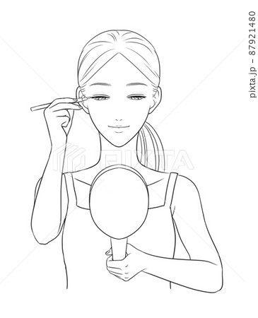 Woman Drawing Eyeliner Grayscale