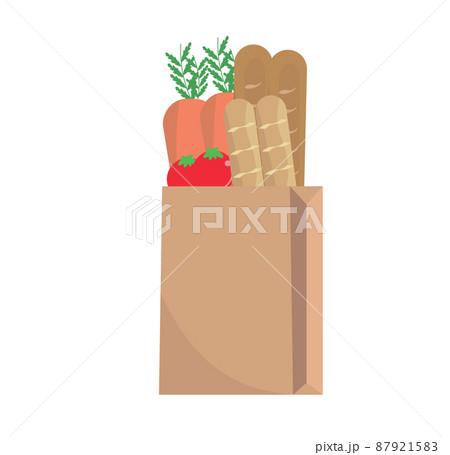 紙袋 食品 パンと野菜 買い物 イラスト 87921583