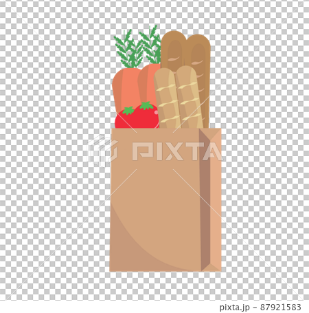 紙袋 食品 パンと野菜 買い物 イラスト 87921583