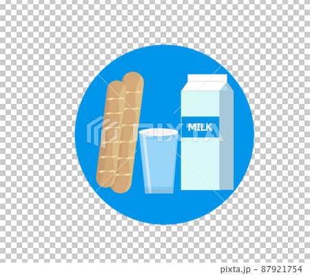牛乳とパンとコップ 給食や朝食 イラストアイコン 牛乳とパンとコップ 給食や朝食 イラストアイコン 87921754