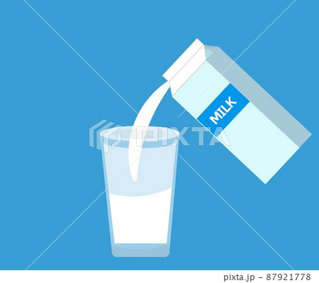 透明コップに牛乳を注ぐ イラスト 87921778