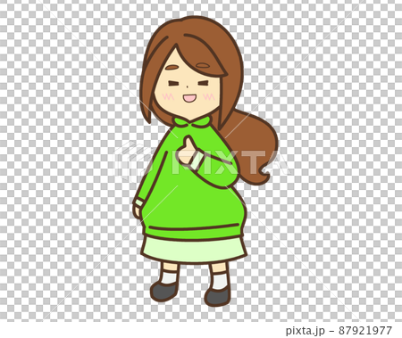 A girl with brown hair and a good job smile 87921977