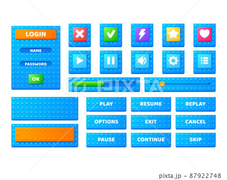 Set game menu elements block toy texture interface 87922748