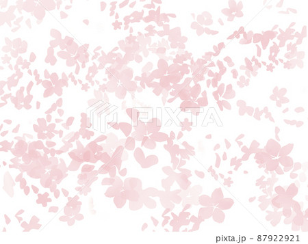 イラスト　背景　一面背景　(薄)ピンクのラフな桜　薄い色　水彩風　花嵐　背景白 87922921
