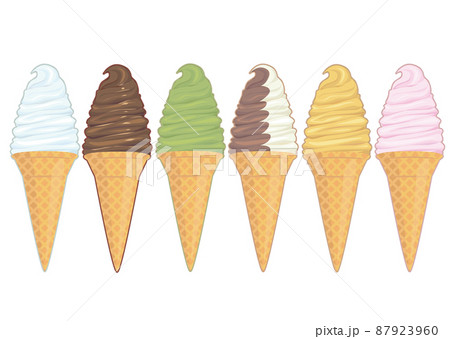 ソフトクリームのセットイラスト ソフトクリームのセットイラスト 87923960