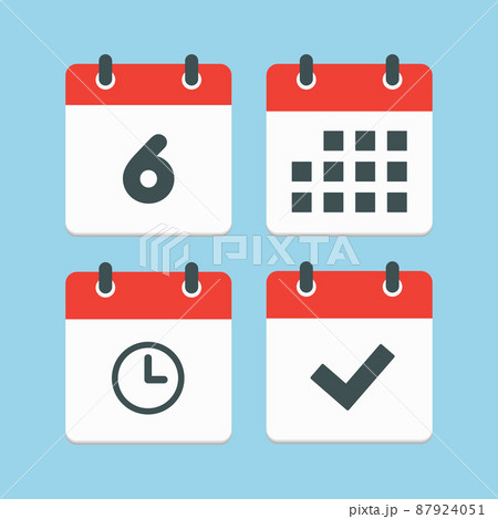 Icons calendar number 6, agenda app, timer, done 87924051