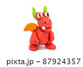 Play plasticine Dragon on white background. Handmade clay plasticine 87924357