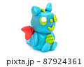 Play plasticine Dragon on white background. Handmade clay plasticine 87924361